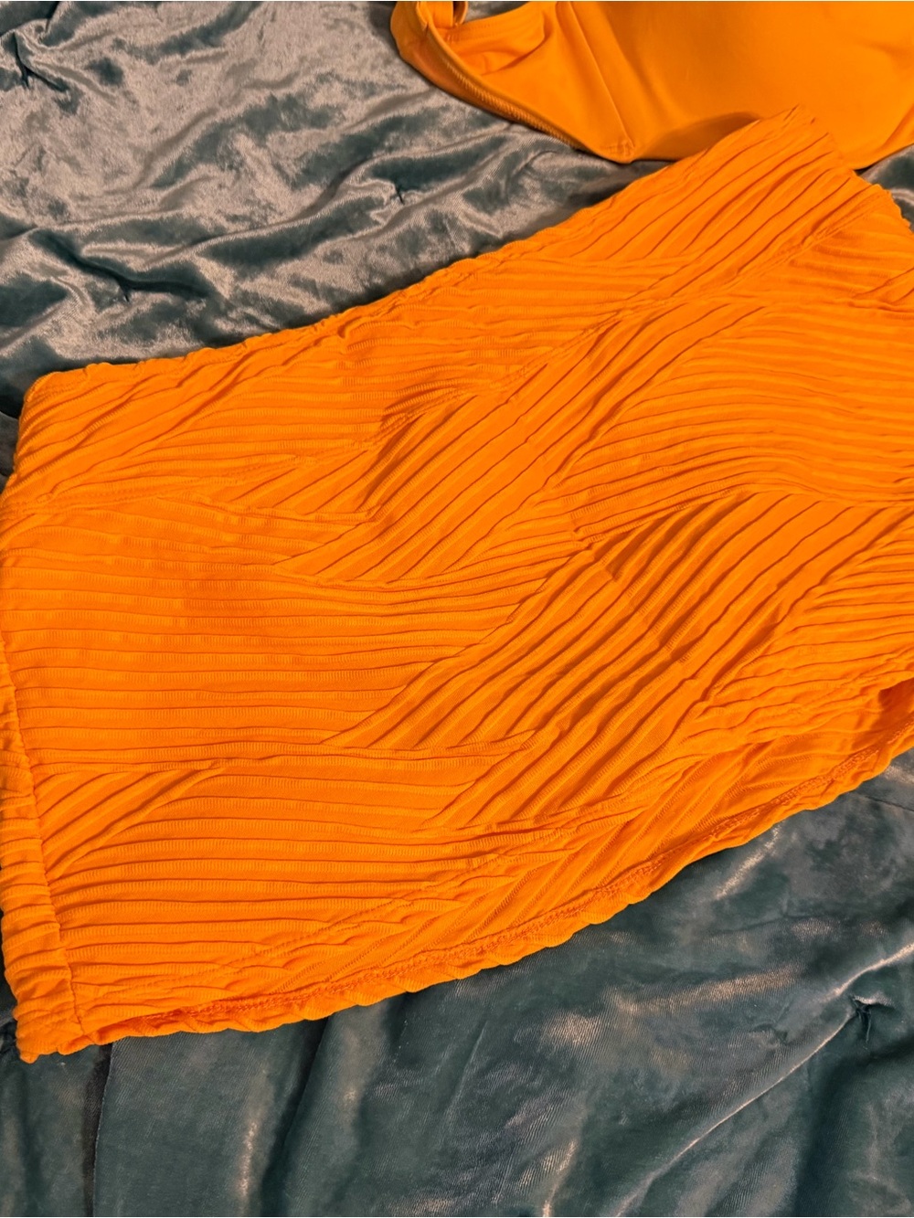 Coco Reef Bright Orange Textured Bikini Skirt with matching top available